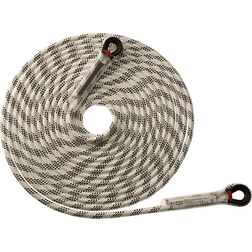 lithium 1mm semi static rope coiled up on white background for fall protection