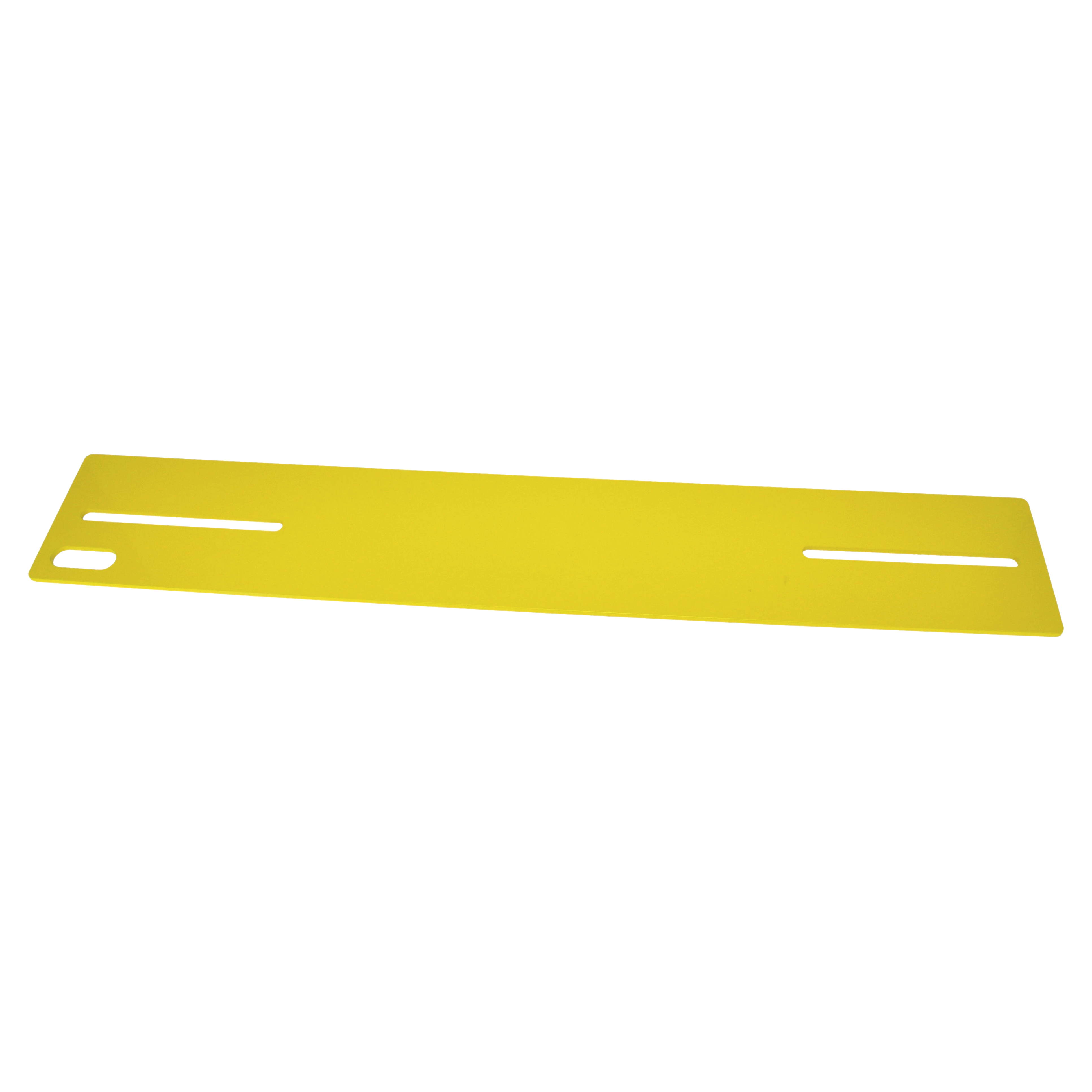 A yellow metal lynk plate for use in construction, part of the Ballantyne Gear Lynk Rafter Tail System.