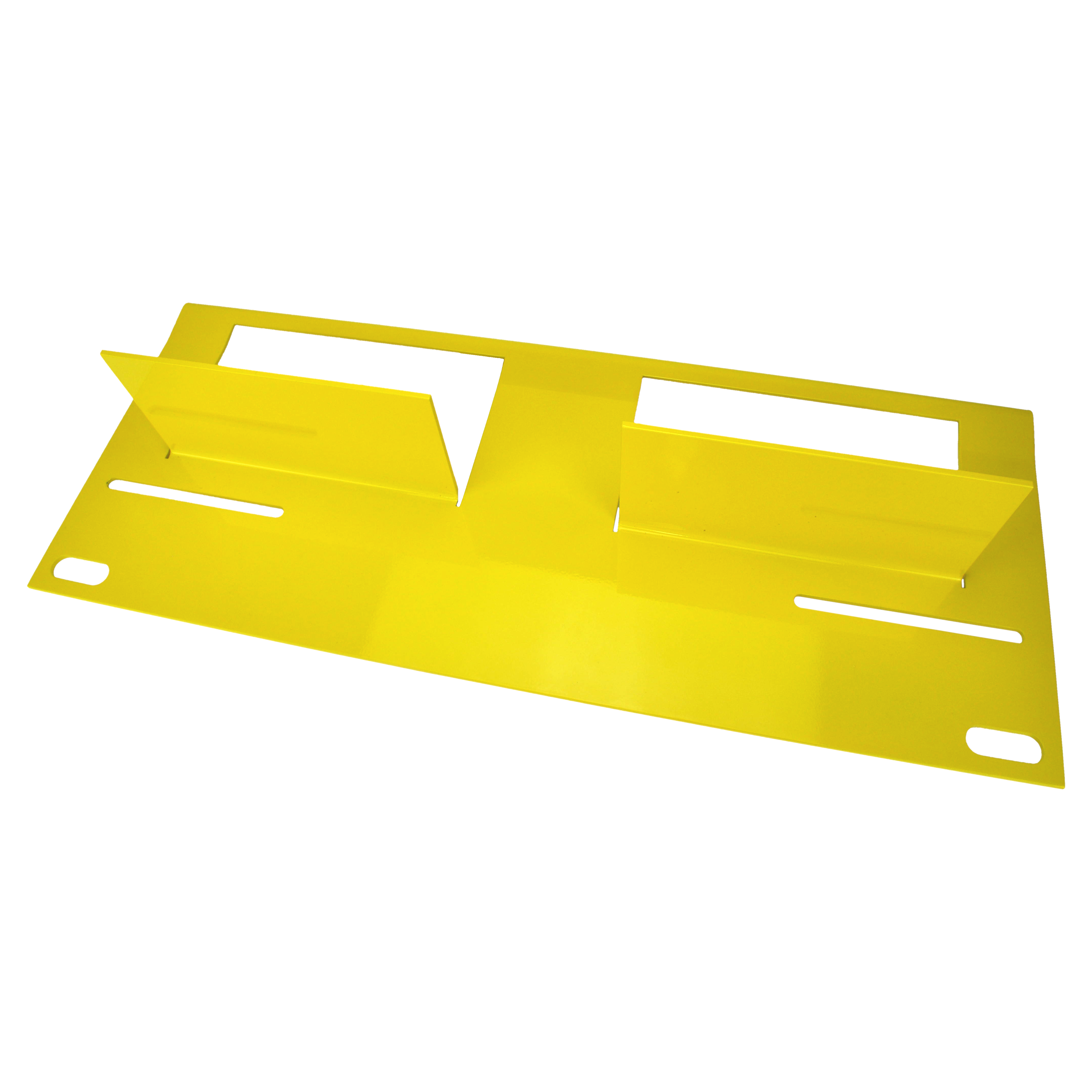 A yellow metal lynk plate for rafters tails, part of a roof installation system.