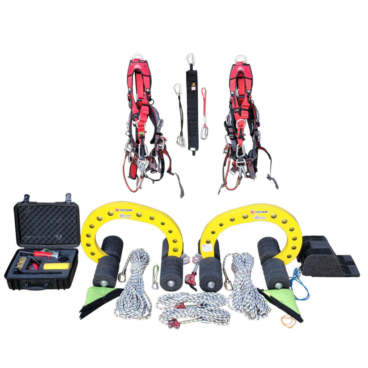 Eveook Non-Penetrating Anchor Line Fall Protection System - For up to 8 users - Includes harnesses and gear for 2 users and protection for installer