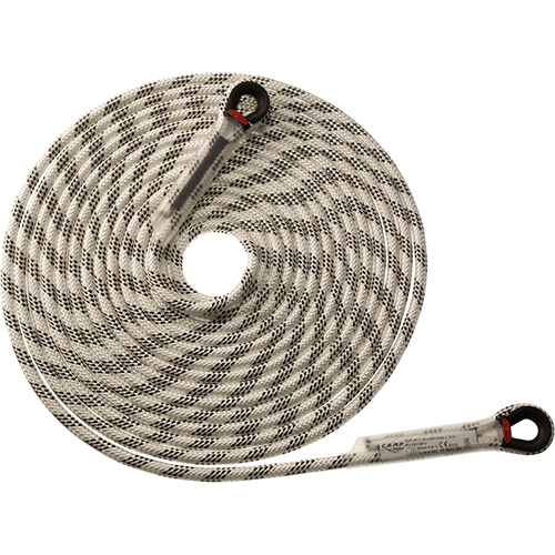 Lithium 11 mm semi-static rope, terminated with fixed loops, stitching and plastic coating